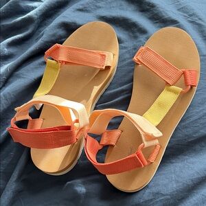 Universal Thread Pink and Yellow Strap Sandals